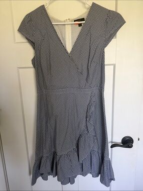 J. Crew Navy and White Gingham Wrap-Style Mini Dress